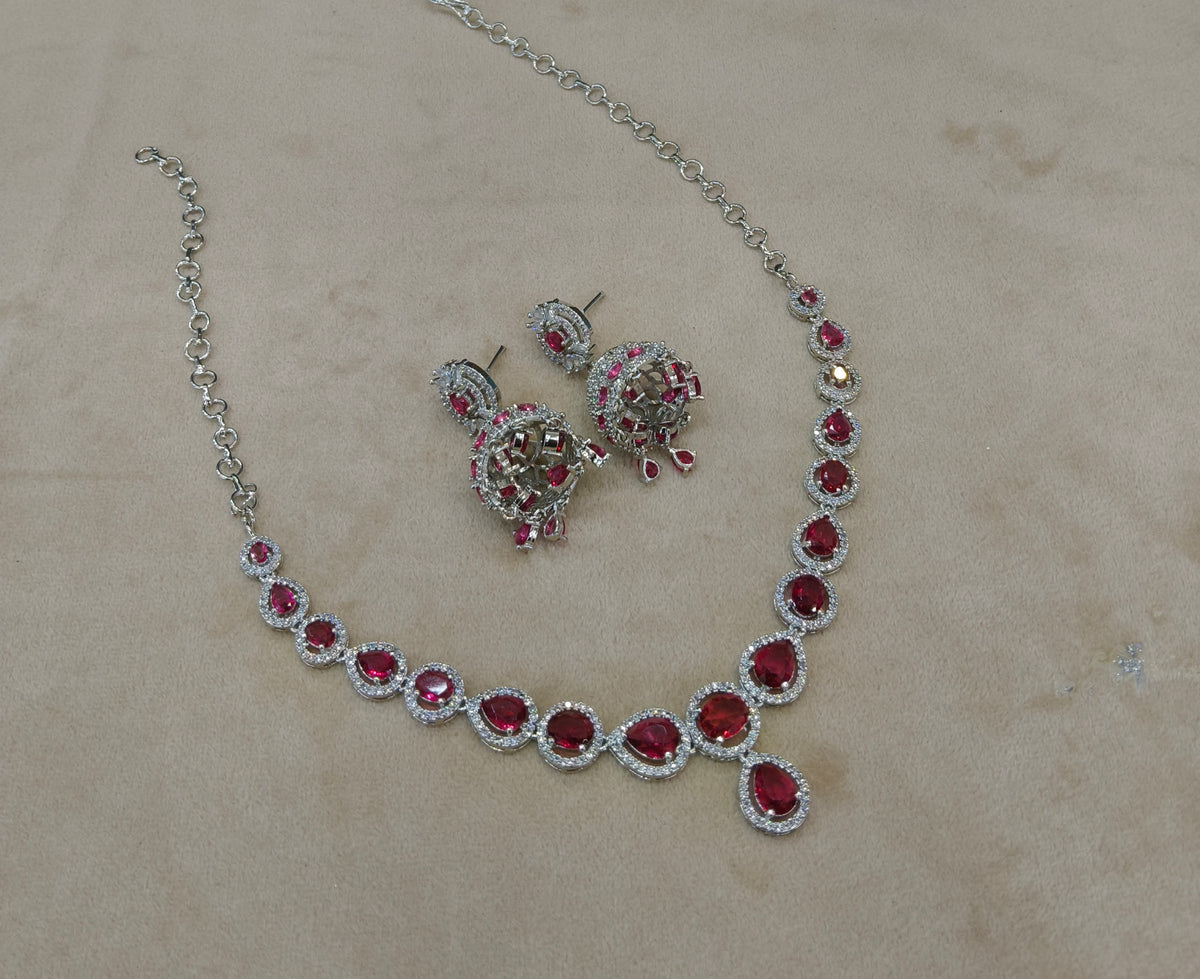 Silver Ruby Ad Necklace June Sets
