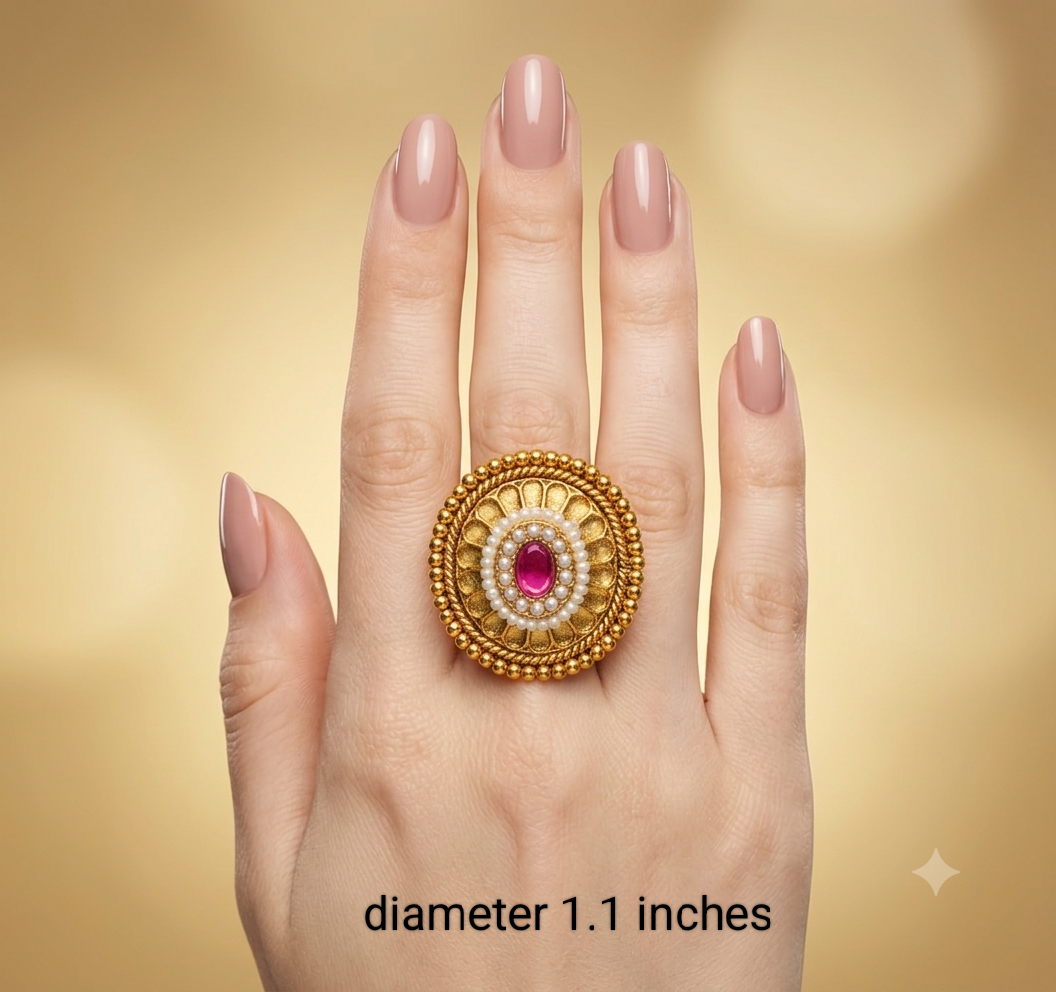 Gold Ruby Cocktail Finger Chober Rings