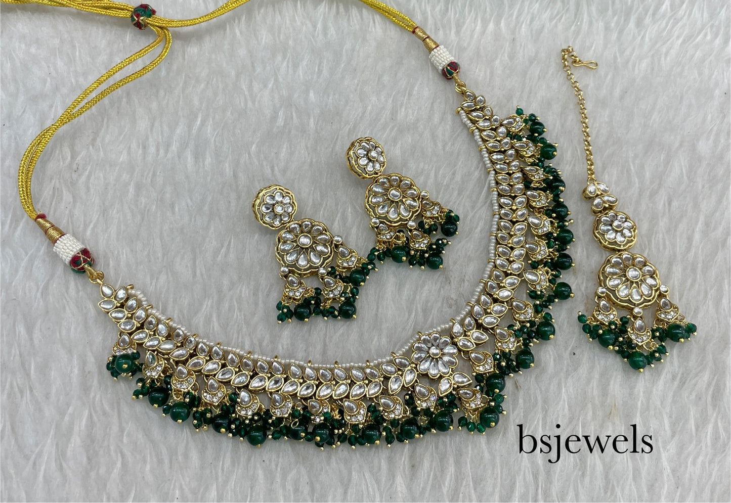 Green Kundan Necklace Deepi sets