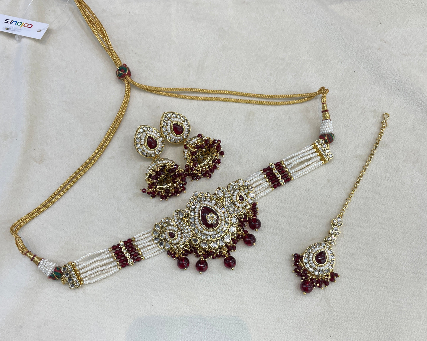 Maroon Kundan Choker Set/ kundan Indian Vamika jewellery sets