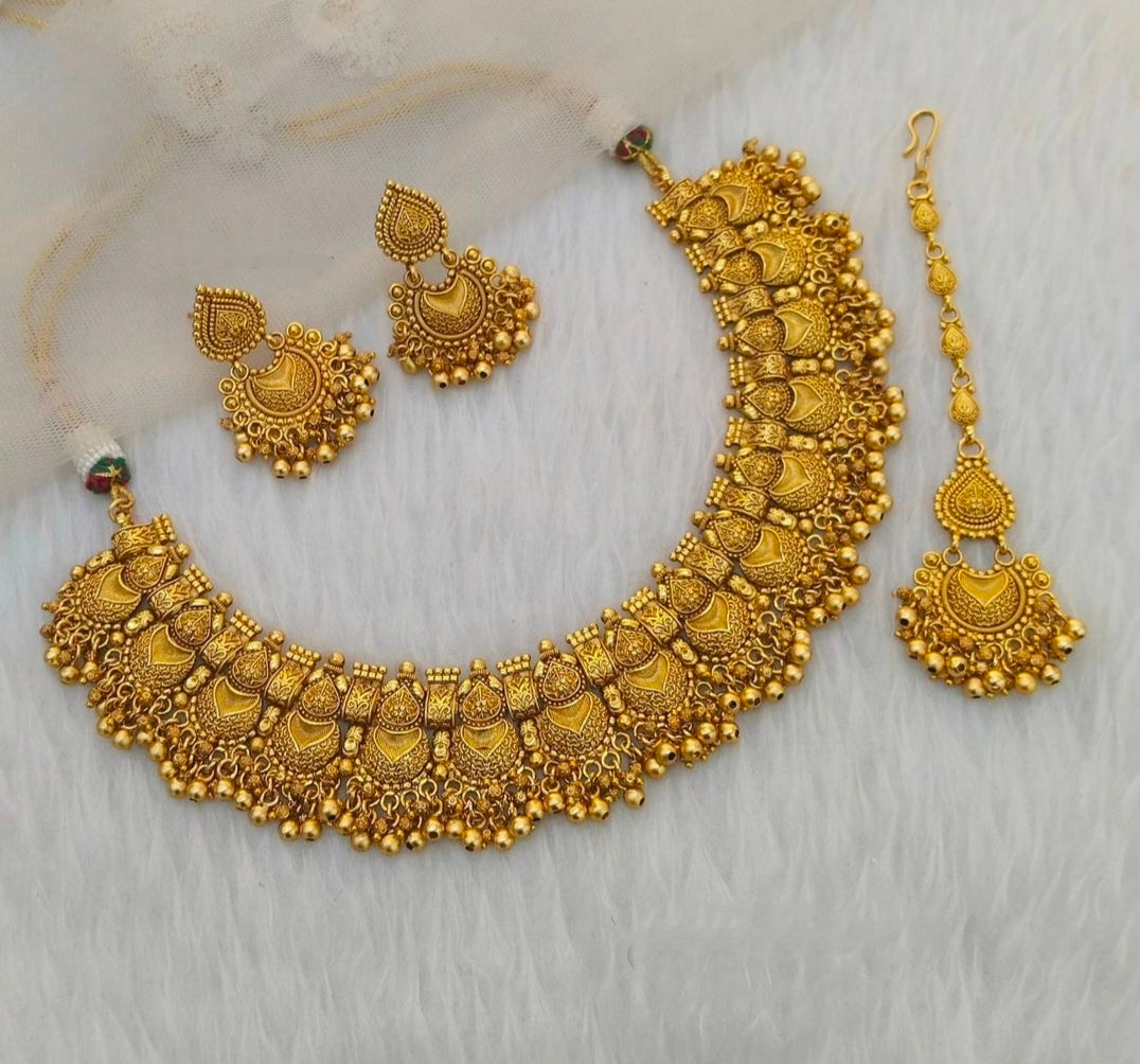 Gold Look Polki Necklace Punjabi Jewellery Jewelry Set