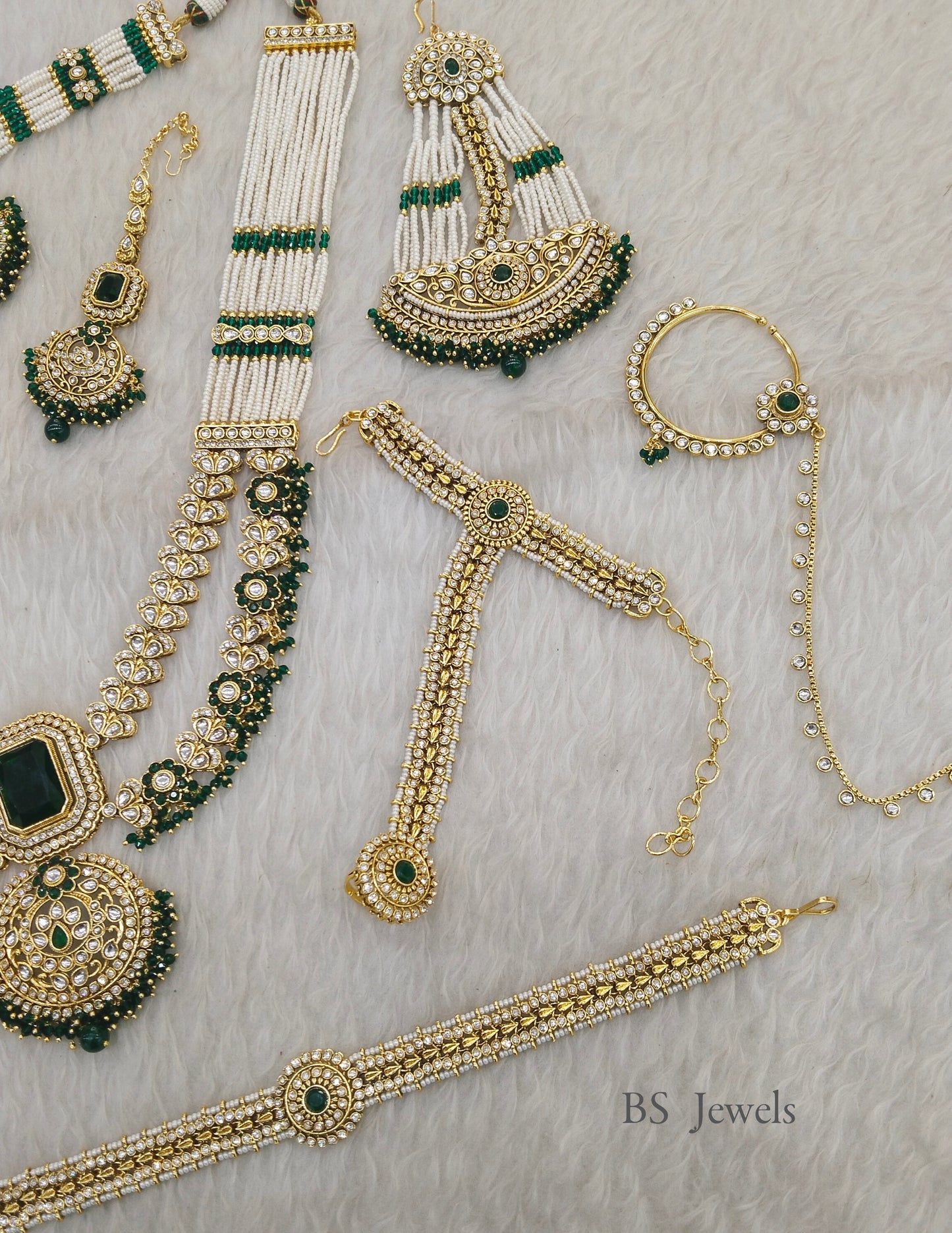 Green Bridal Kundan Jewellery Set
