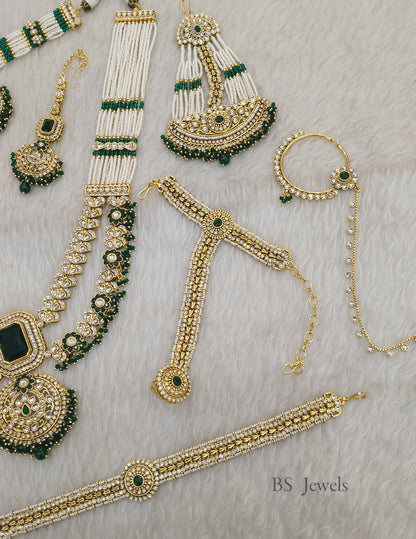 Green Bridal Kundan Jewellery Set