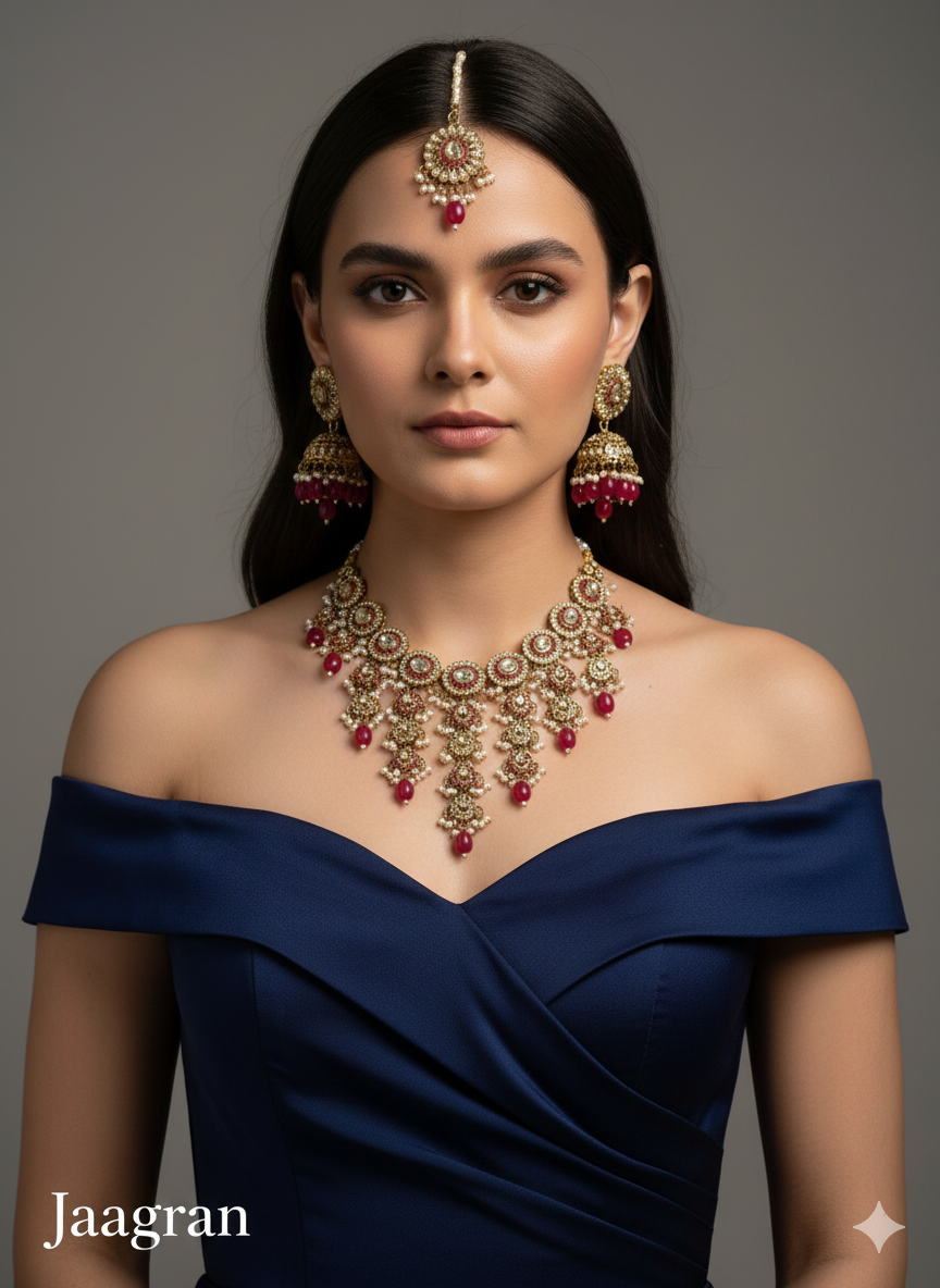 Antique White Necklace Jewellery Jaagran Set