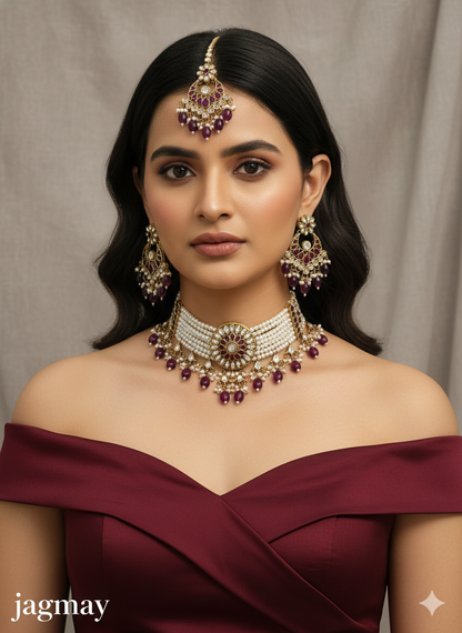 Purple Necklace Jewellery Jagmay Set