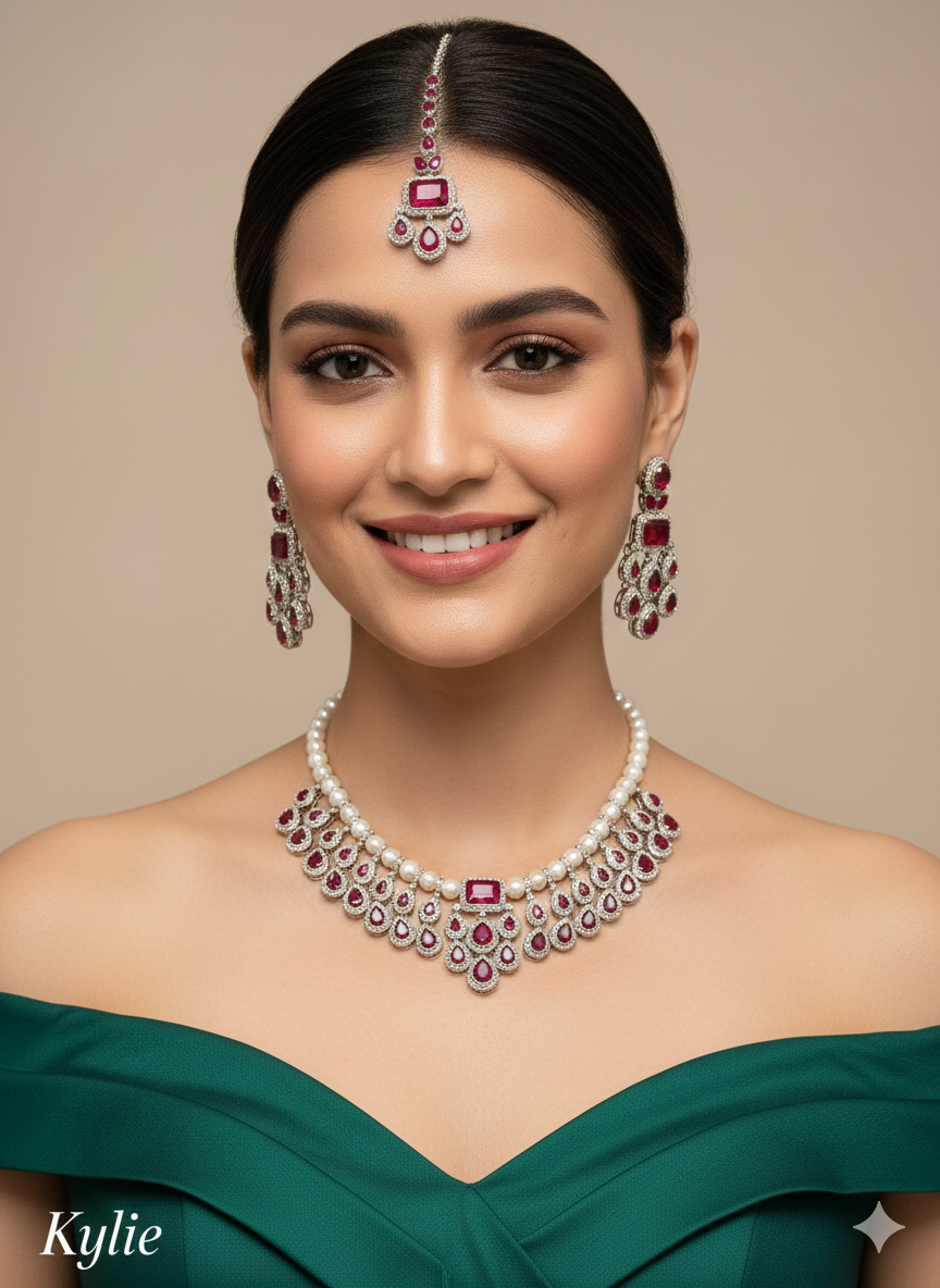 Silver White Necklace Kylie sets