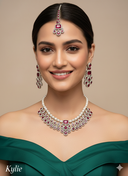 Silver White Necklace Kylie sets