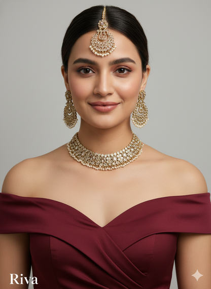 Antique Golden necklace Jewellery Riva Set