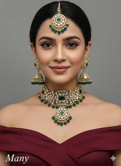 Ruby Kundan Choker Jewellery Jhumka Many Set