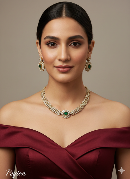 Antique Green American Diamond Ad Payton Necklace Sets