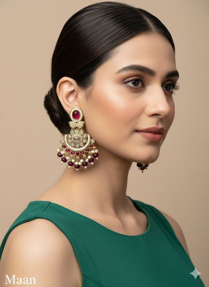 Black Antique Gold Bollywood Maan Earrings