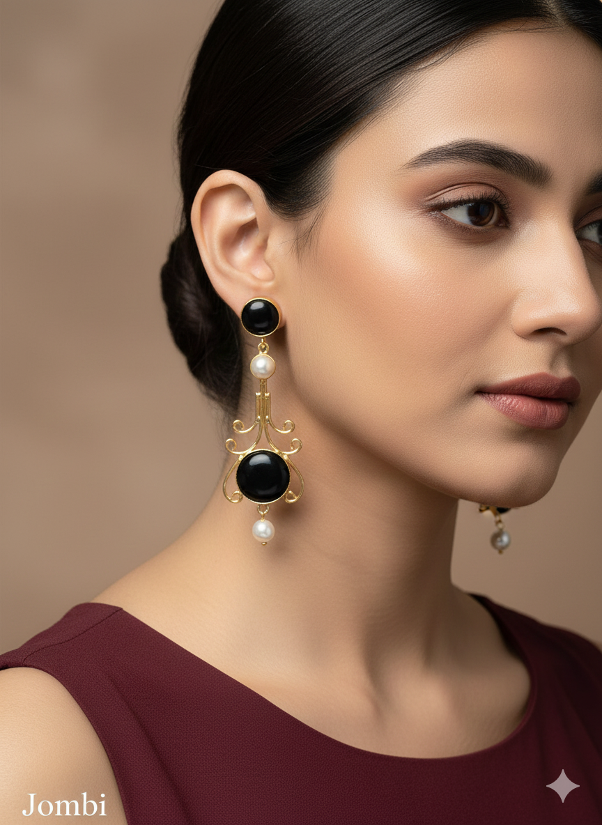 White Mother Of Pearl Bollywood Jombi Earrings