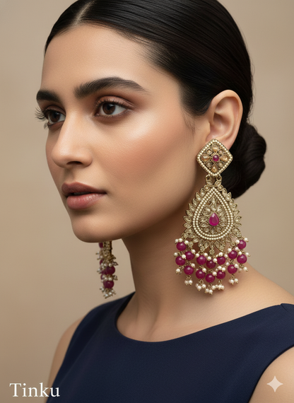 Rani Kundan Tinku Bollywood Earrings