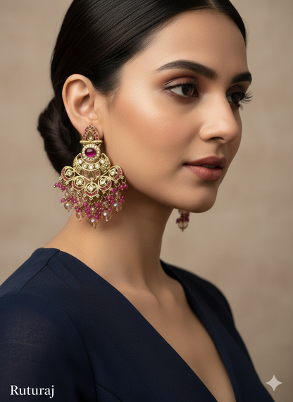 Multi Color Antique Gold Bollywood Ruturaj Earrings