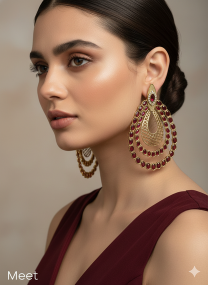 Antique Maroon Meet Bollywood Earrings