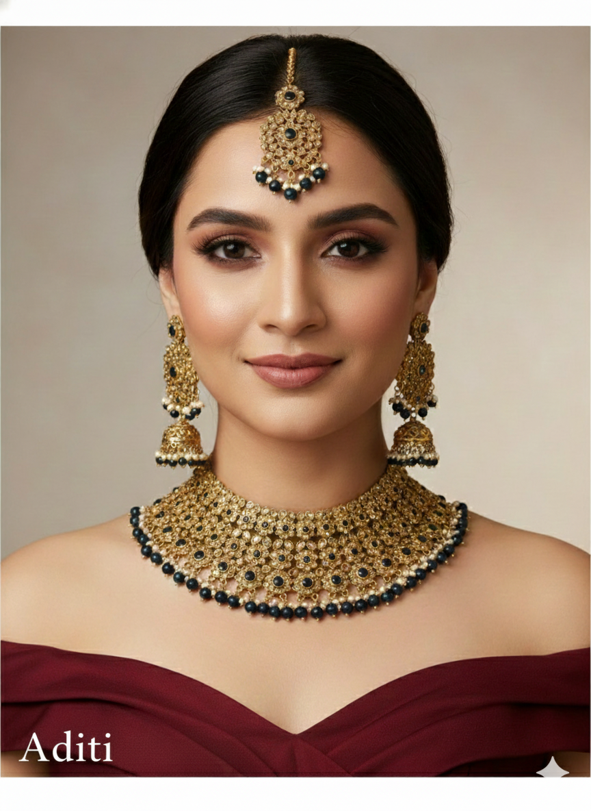 Silver Pista Necklace Jewellery Aditi Set