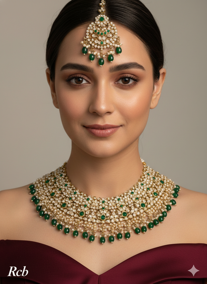 Black Antique Gold Necklace Jewellery Rcb Set