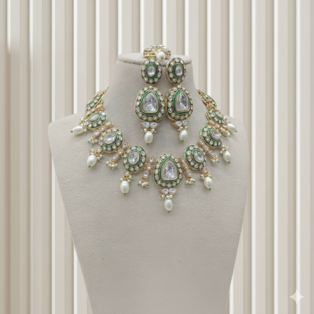 Gold Kundan Necklace Jewellery Dimpy Set
