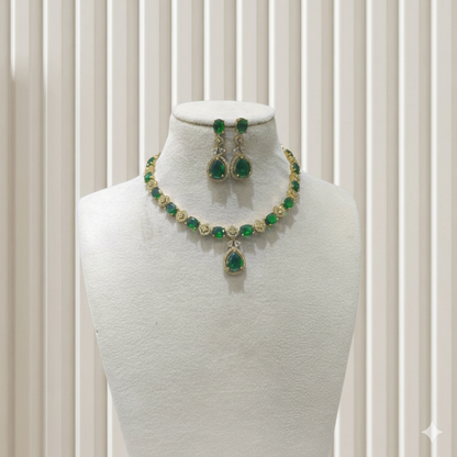 Antique Green American Diamond Ad Necklace Jasika Sets