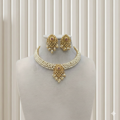Gold Polki Necklace Jewellery mintin Sets