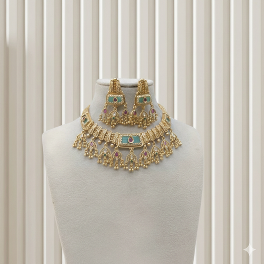 Gold Polki Necklace Jewellery Mintin Sets