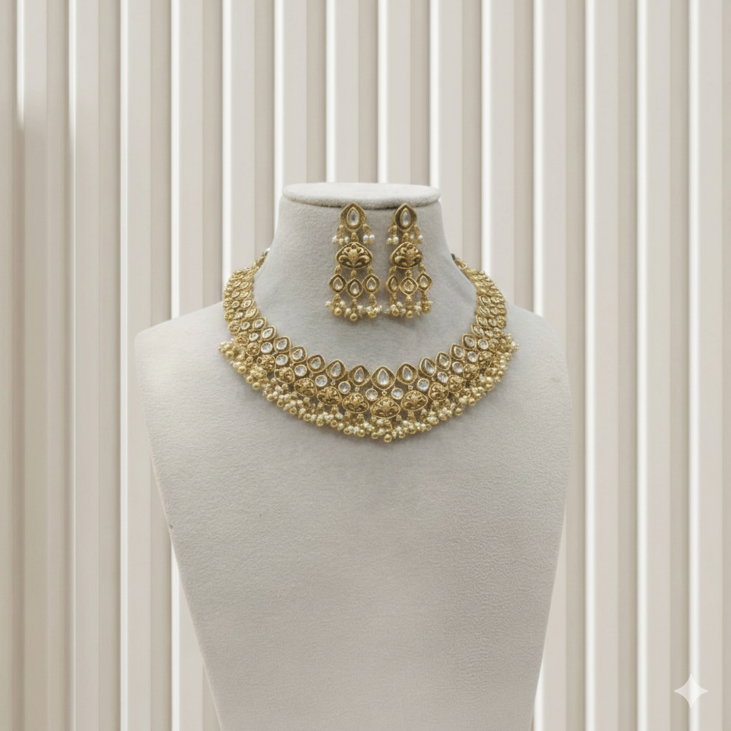 Gold Polki Necklace Jewellery Mintin Sets