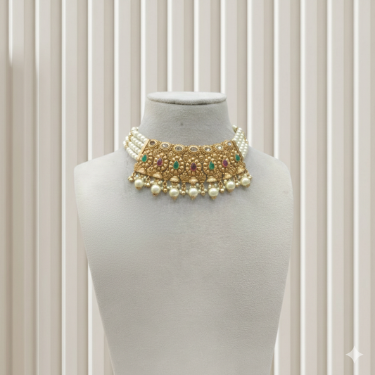 Gold Polki Necklace Jewellery Mintin Sets