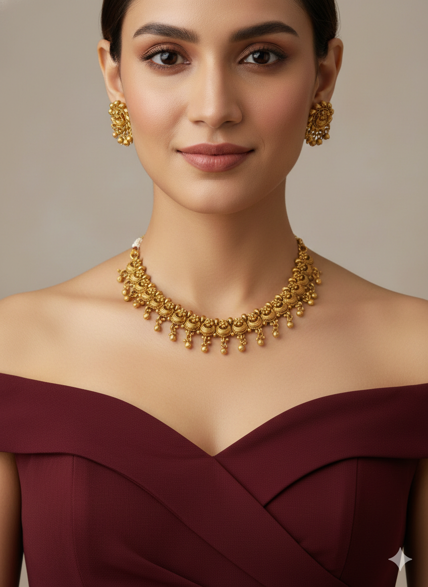 Gold Polki Necklace Jewellery Amiri Sets