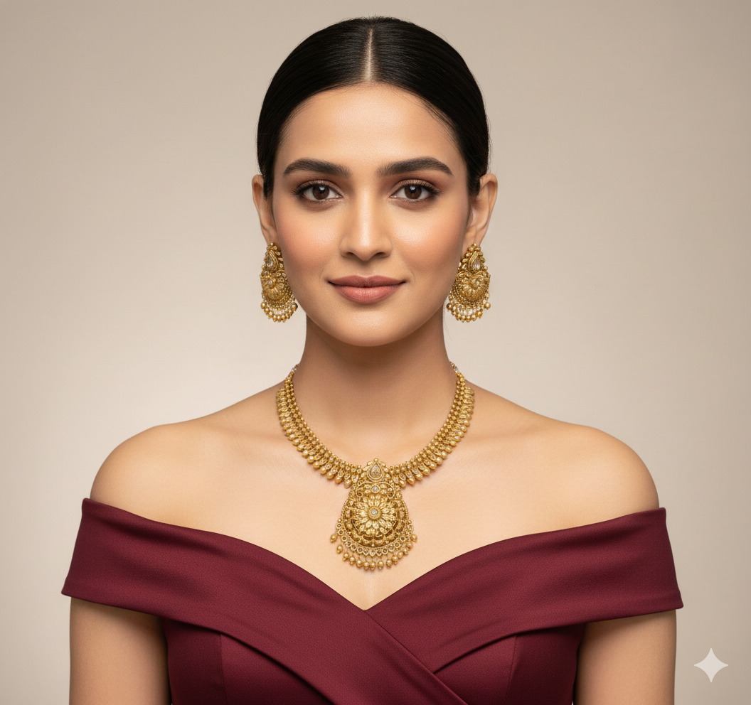 Gold Polki Necklace Jewellery Amiri Sets