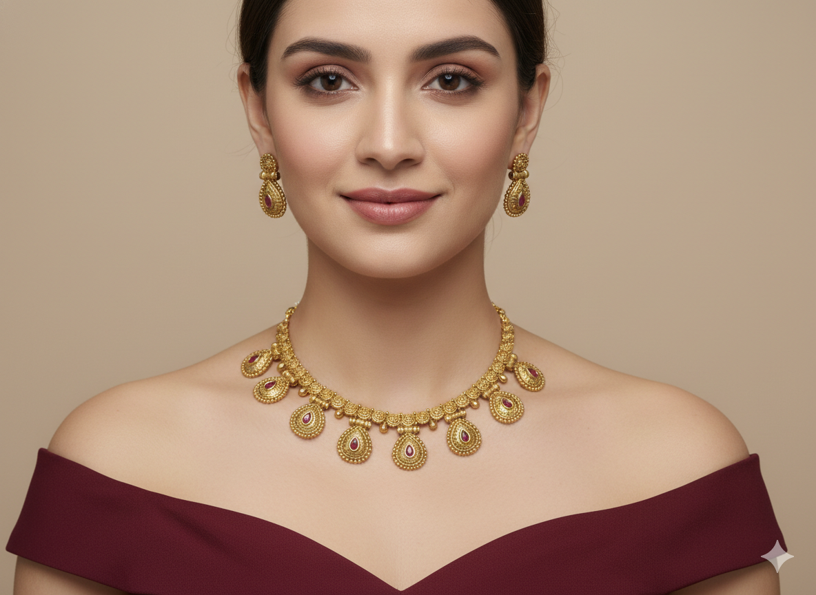 Gold Polki Necklace Jewellery Amiri Sets