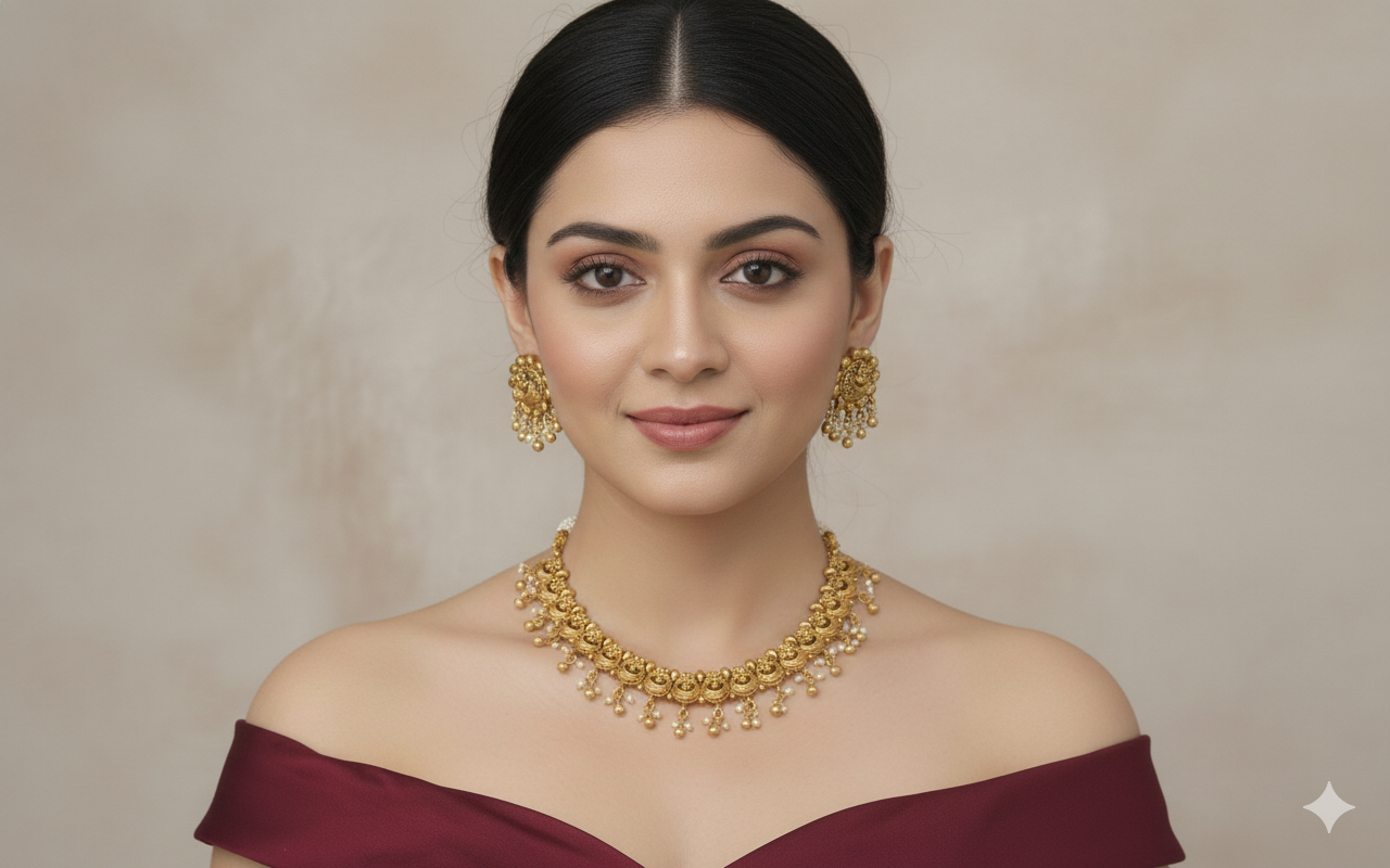 Gold Polki Necklace Jewellery Amiri Sets