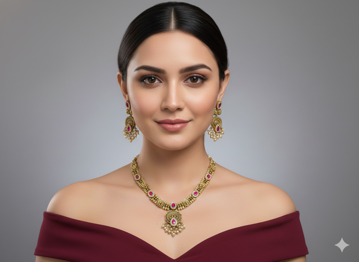 Gold Polki Necklace Jewellery Amiri Sets