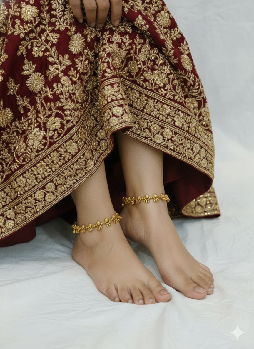 Gold Anklets Jhanjar Payal Jewellery  Set