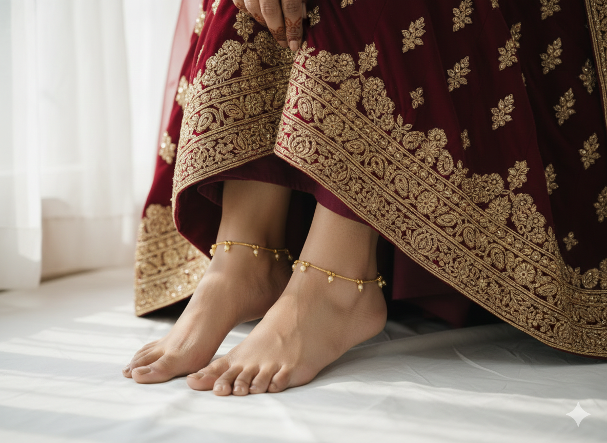 Gold Anklets Jhanjar Payal Jewellery  Set