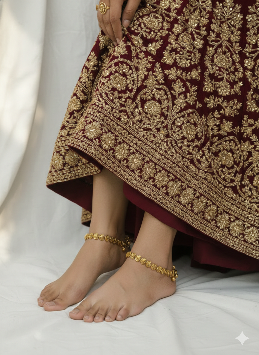 Gold Anklets Jhanjar Payal Jewellery  Set