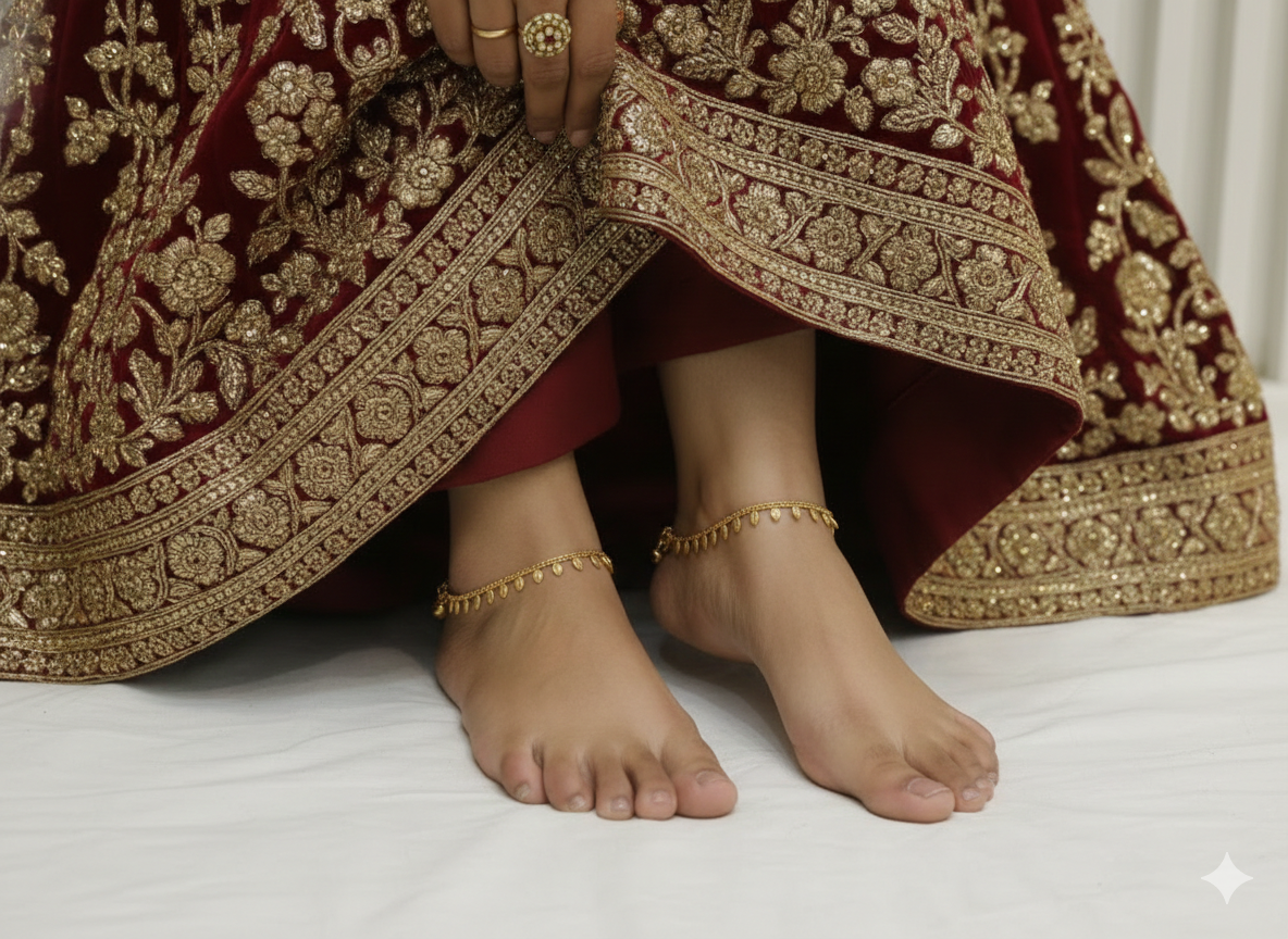 Gold Anklets Jhanjar Payal Jewellery  Set