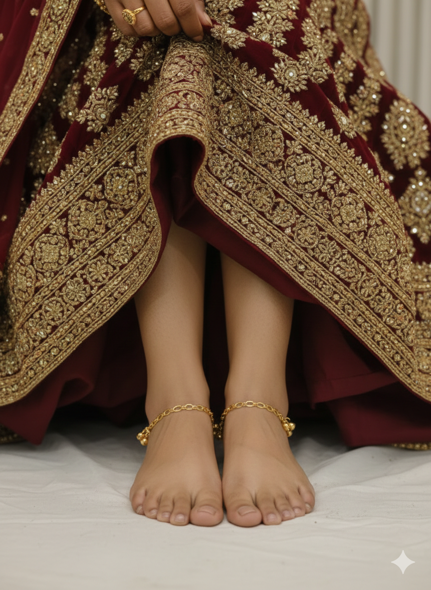 Gold Anklets Jhanjar Payal Jewellery  Set
