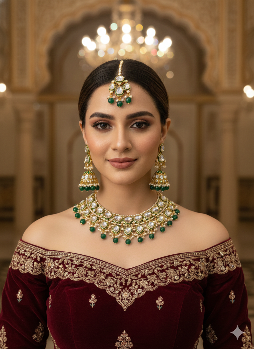 Gold Green Kundan Nacklace Adira sets