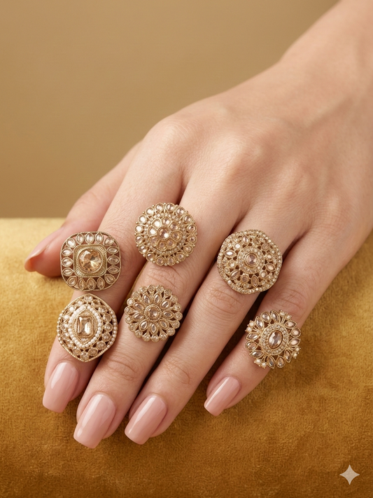 Champagne Stone cocktail Mysha finger rings