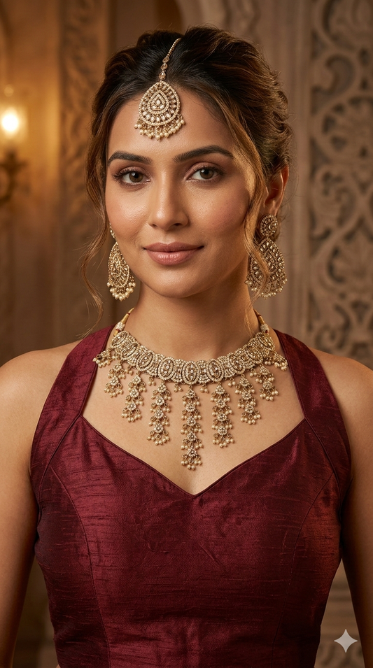 Antique Crystal Choker Jewellery Inder Set