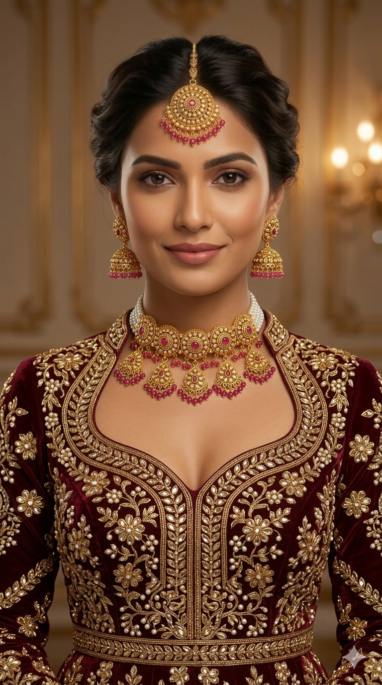 Gold Polki Ruby Choker Jewellery Kripa Set