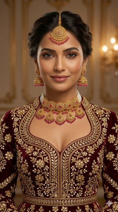 Gold Polki Ruby Choker Jewellery Kripa Set