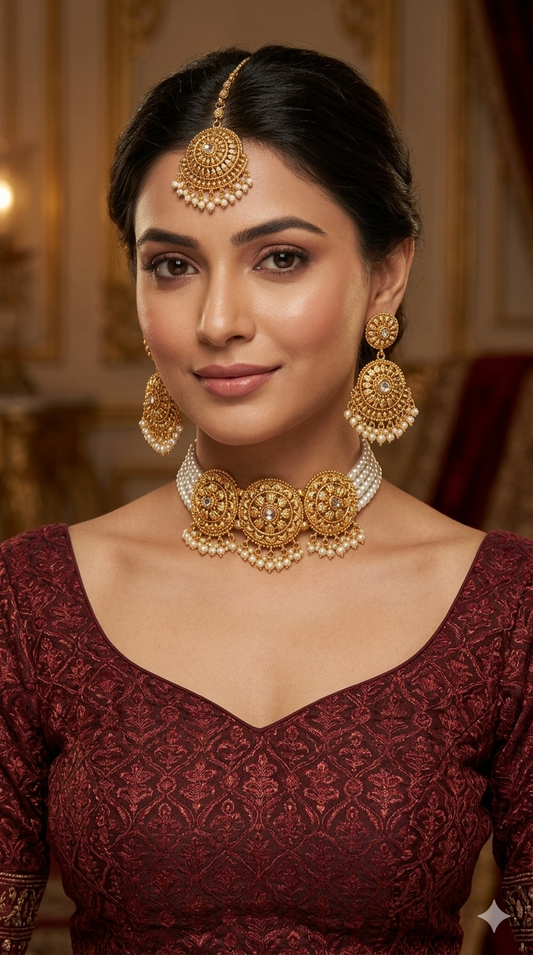 Gold Polki Choker Jewellery Kripa Set