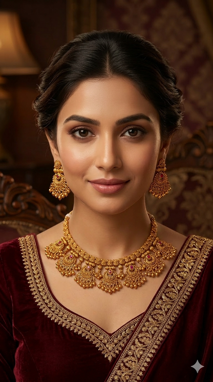 Gold Polki Ruby Necklace Jewellery Lucy Sets