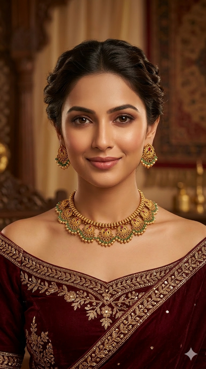 Gold Polki Ruby Sage Green Necklace Jewellery Lucy Sets