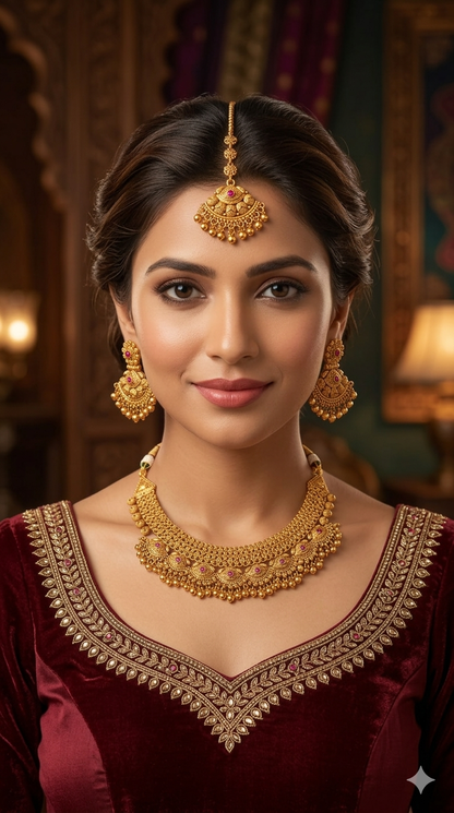 Gold Polki Ruby Necklace Jewellery Lucy Sets