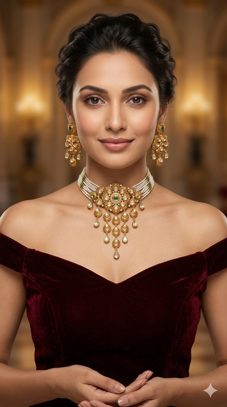 Polki Kundan Choker Set/ kundan Indian Lake jewellery sets