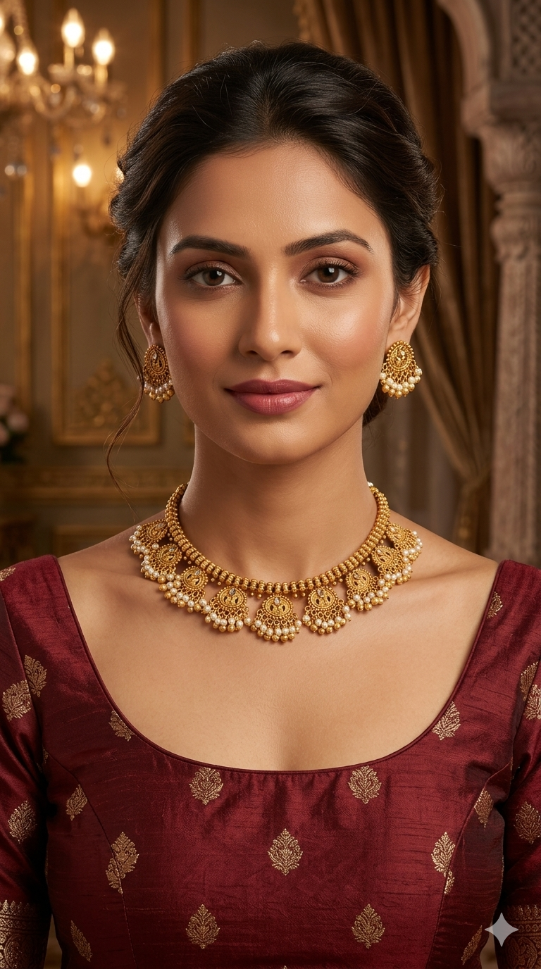 Gold Polki White Necklace Jewellery Lucy Sets