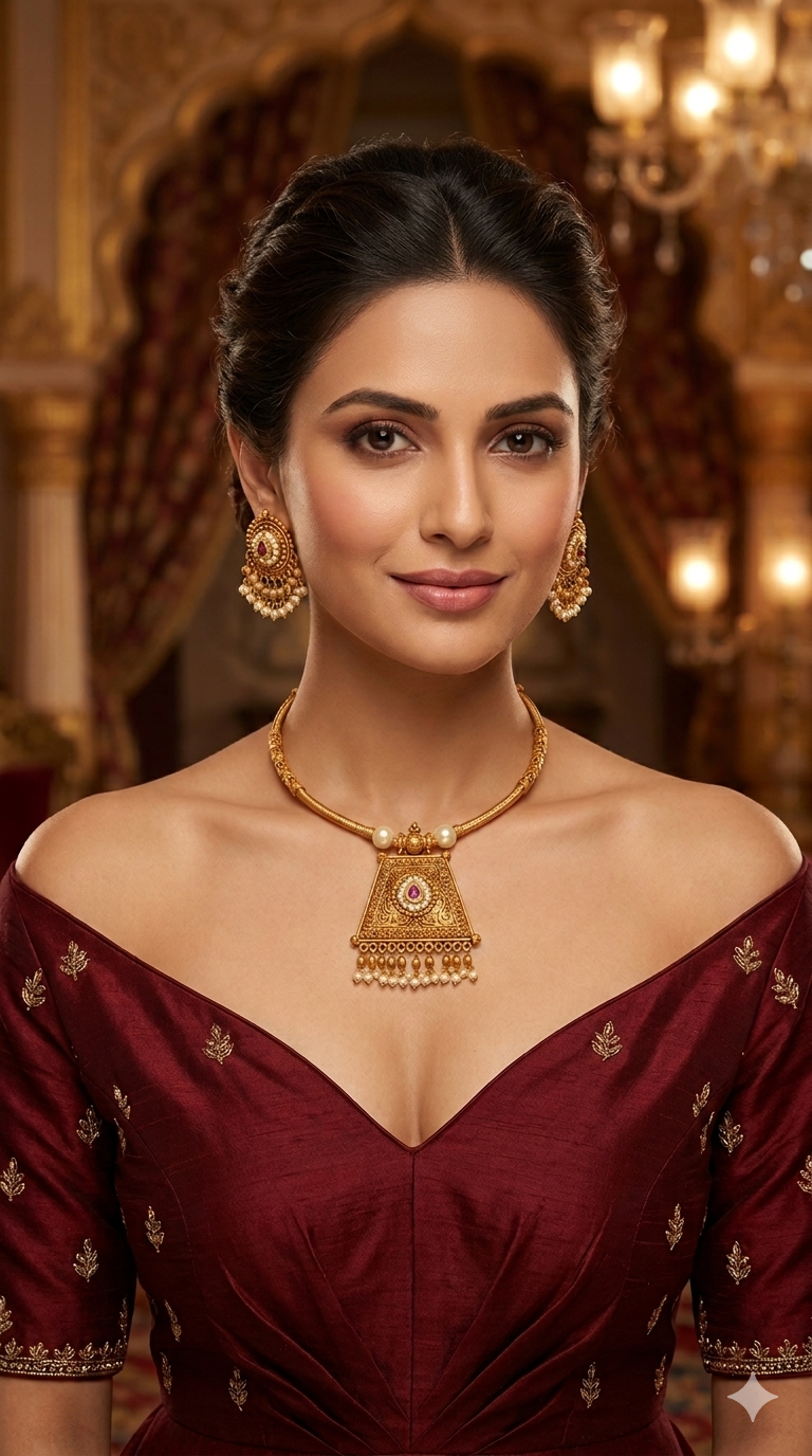 Gold Polki Ruby White Husli Necklace Jewellery Rex Set