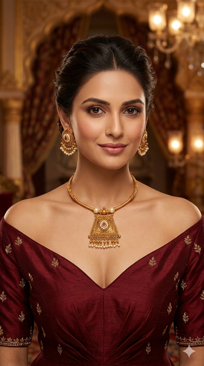 Gold Polki Ruby White Husli Necklace Jewellery Rex Set